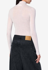 6397 Semi-Sheer Turtleneck Sweater White NSW665WO/R_6397-PUTTY