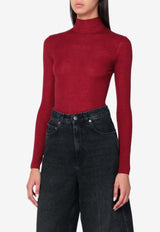 6397 Semi-Sheer Turtleneck Sweater Burgundy NSW665WO/R_6397-WINE
