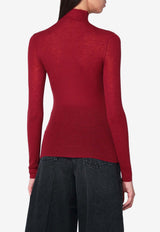 6397 Semi-Sheer Turtleneck Sweater Burgundy NSW665WO/R_6397-WINE