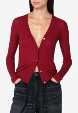 6397 Semi-Sheer Knit Cardigan Burgundy NSW683WO/R_6397-WINE