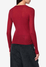 6397 Semi-Sheer Knit Cardigan Burgundy NSW683WO/R_6397-WINE