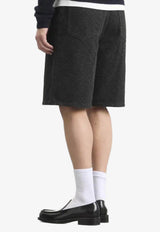 Patterned Denim Shorts