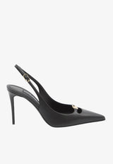 90 Logo-Plaque Slingback Pumps