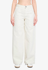 Stitched Straight-Leg Pants