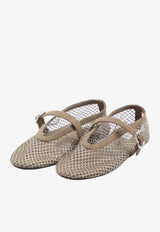 Alaïa Crystal Mesh Fishnet Ballet Flats Silver AA3A029A023--210