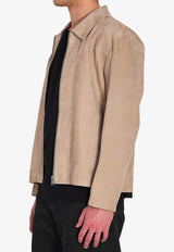 Arma Hardin Zip-Up Suede Jacket Taupe 002G261017--GREY