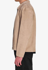 Arma Hardin Zip-Up Suede Jacket Taupe 002G261017--GREY