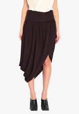 Alaïa Twisted Asymmetric Midi Skirt Brown AA9J2489J077C--994