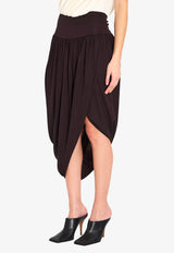 Alaïa Twisted Asymmetric Midi Skirt Brown AA9J2489J077C--994