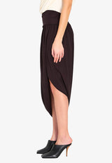 Alaïa Twisted Asymmetric Midi Skirt Brown AA9J2489J077C--994