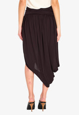 Alaïa Twisted Asymmetric Midi Skirt Brown AA9J2489J077C--994