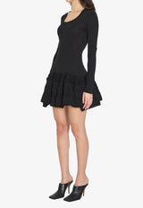 Alaïa Wool Crinoline Mini Dress Black AA9R2867K164C--995