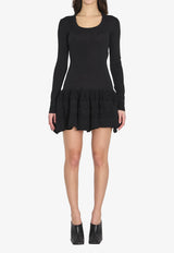 Alaïa Wool Crinoline Mini Dress Black AA9R2867K164C--995