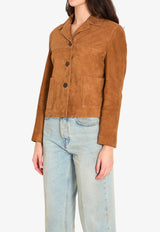 Arma Lotus Suede Leather Jacket Brown 006L26108902--WHISKEY