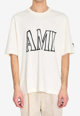 AMI PARIS Maxi Logo Print Oversized T-shirt Cream UTS380-726-136