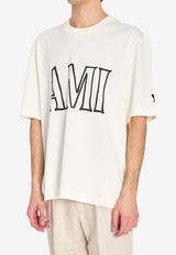 AMI PARIS Maxi Logo Print Oversized T-shirt Cream UTS380-726-136