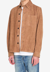 Arma Suede Leather Overshirt Brown 001G261003--MOCHA