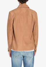 Arma Suede Leather Overshirt Brown 001G261003--MOCHA