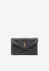 Saint Laurent Large Envelope Clutch in Hammered Leather Black 853610-AACYT-1000