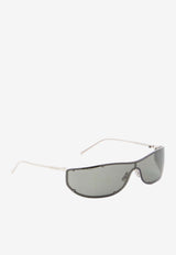 Saint Laurent Rimless Shield Sunglasses Gray 862815-Y9969-8100