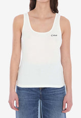 Chloé Logo Embroidered Tank Top White CH25SJH12180--101