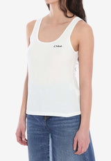 Chloé Logo Embroidered Tank Top White CH25SJH12180--101