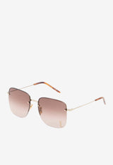 Saint Laurent Cassandre Square Sunglasses Brown 652363-Y9902-8009
