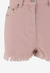 Valentino Frayed Mini Denim Shorts Pink 8B3DDB8S-9Y9-O45
