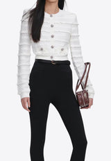 Self-Portrait Pointelle Diamante Cardigan White SS26063CW--WHITE