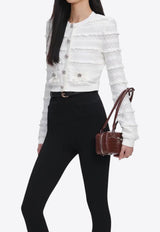 Self-Portrait Pointelle Diamante Cardigan White SS26063CW--WHITE