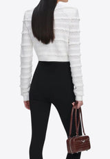 Self-Portrait Pointelle Diamante Cardigan White SS26063CW--WHITE