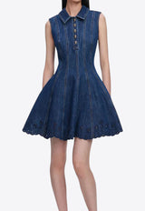 Self-Portrait Broderie Anglaise Denim Mini Dress Blue SS26820SBL--BLUE