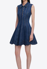 Self-Portrait Broderie Anglaise Denim Mini Dress Blue SS26820SBL--BLUE