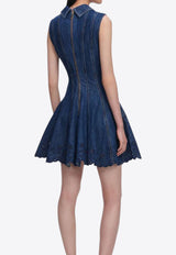 Self-Portrait Broderie Anglaise Denim Mini Dress Blue SS26820SBL--BLUE