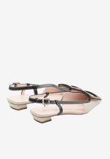 Slingback Pointed-Toe Flats with Buckle