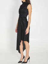 Asymmetric Gathered Midi Dress