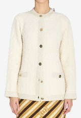 Bouclé Lamé Wool Cardigan