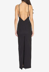 Feather-Embellished Maxi Dress