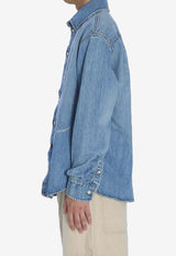 Denim Shirt with Embroidered-Signature