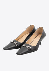 Gucci Vittoria 55 Horsebit Leather Pumps Black 862776-BKO00-1000