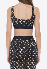 Marine Serre Moon Print Sports Top Black WUW055BC-JER0001-IT99