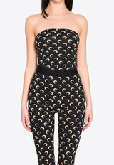 Marine Serre Moon Print Strapless Bustier Top Black WTS011A-JER0001-IT99
