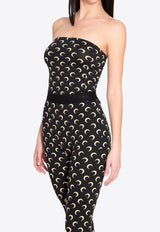 Marine Serre Moon Print Strapless Bustier Top Black WTS011A-JER0001-IT99