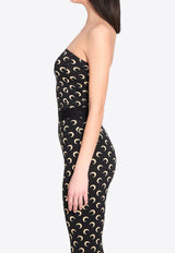 Marine Serre Moon Print Strapless Bustier Top Black WTS011A-JER0001-IT99
