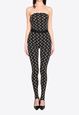 Marine Serre Moon Print Strapless Bustier Top Black WTS011A-JER0001-IT99