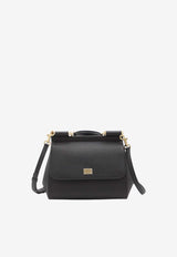 Dolce & Gabbana Large Sicily Dauphine Leather Top Handle Bag Black BB6002-B1001-80999