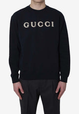 Gucci Logo Print Crewneck Sweatshirt Blue 854224-XJHNA-4794