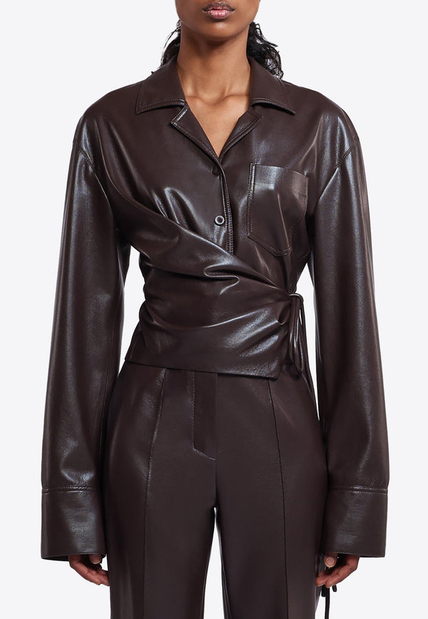 Nanushka Merano Okobor™ Alt-Leather Shirt NW23PFSH00878DARK BROWN