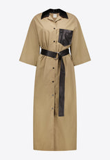 Nanushka Meilani Belted Midi Shirt Dress Khaki NW24PFBS19566KHAKI