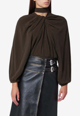 NAMACHEKO Draped Silk Top Green NW25-1001WN4201/R_NAMAC-7030